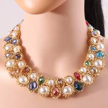 1pc Fashionable Crystal Pearl Beaded Double Row Necklace For Women - Two Rows Of Crystal Pearls - View 16