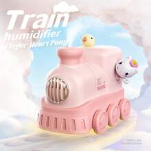 NNAKLLI Humidificador portátil mini con forma de tren de dibujos animados, 300 ml, USB, de escritorio, vapor frío, 2 modos de vapor, apagado automático, silencioso, ideal para dormitorio, hogar, habitación infantil u oficina. Incluye luz nocturna. Perfecto como regalo de Navidad o cumpleaños. - Rosa - Ver 2