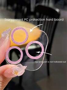 1pc Glitter Camera Lens Protector Film, Lens Sticker With Glitter Lens Film, Compatible With IPhone 17, 17 Pro, 17 Air, 17 Pro Max, 16, 15, 14, 13, 12, 11 Pro Max Plus Mini - Pink - View 7