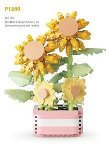 12 Styles Mini Building Block Flower Kits, 317-473 Pcs Assorted Craft Supplies, Creative 3D Floral Educational Toys, Ideal Gifts For Friends And Family - Multicolor - View 9