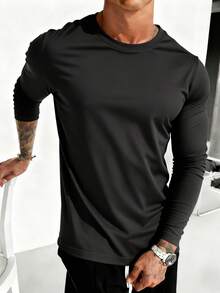 Áo thun dài tay cổ tròn GRDR dành cho nam, kiểu dáng thường ngày, phù hợp cho các hoạt động giải trí, thể thao và đi làm. - Màu xám đen - Xem 3