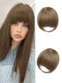 Clip-On Bangs Hairpiece, Made Of Synthetic Material, Suitable For Women's Daily Commuting.