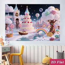 1 pieza Escena del bosque nevado Telón de fondo fotográfico - Fondo de fotografía de maravilla invernal, Decoración de fiesta de invierno, Decoración multiusos para interiores/exteriores, Material de poliéster, Decoración del ambiente del hogar - Multicolor - Ver 6