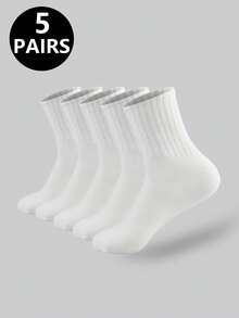 6双/12双/18双/30双/40双装黑白加厚男士冬季袜子，时尚休闲舒适，防臭，适合户外运动、跑步、健身，压缩膝袜，商务休闲度假黑白中筒袜，秋季款