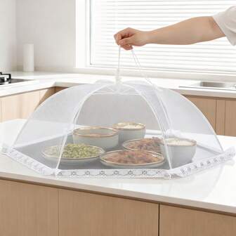 غطاء طعام من الدانتيل والشبك قطعة واحدة، غطاء كبير قابل للطي مقاوم للذباب، خيمة طعام قابلة للانتفاخ، غطاء طعام قابل للطي وإعادة الاستخدام للمائدة والمطبخ والحفلات والفاكهة والطعام والشواء والنزهات