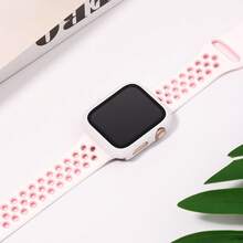 2 piezas/set Funda protectora de PC dura con protector de pantalla, marco protector resistente a los arañazos y banda de silicona deportiva compatible con la correa del de 38 mm, 40 mm, 41 mm, 42 mm, 44 mm, 45 mm, 46 mm, 49 mm para mujeres y hombres, correa deportiva suave y resistente al agua compatible con la correa del Series Ultra 11 10 9 8 7 6 5 4 3 2 1 SE