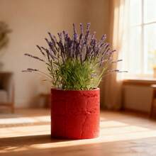 ORIZZONTE Modern Decorative Cement Effect Vase – Minimal Industrial Design For Plants, Cactus, Bonsai – Home/Office Gift Idea – 100% Made In Italy, Shipping From Italy - 紅色 - 查看 2