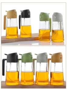 1pc Glass Oil Sprayer Bottle, Kitchen Oil Spray Bottle, Creative Oil Sprayer, Suitable For Salad, BBQ, Kitchen, Baking, Camping, Picnic, 470ml Mist Bottle, Spray Or Pour, 2-In-1 Design - Multicolor - View 7