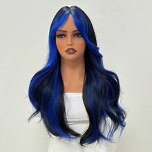 TendenciaPeluca Rizada Larga Con Mechas Azul Marino/negras Y FlecoCalidad premium - 1 - Ver 4