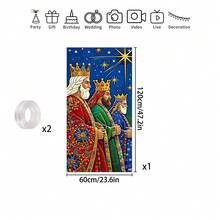1. 卡通蓝天金星三王节派对横幅/摄影背景，西班牙三王节涤纶面料，室内外多用途装饰，多种尺寸可选 - 彩色 - 查看 14