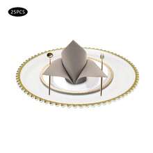 Clear Charger Plates, 25 Pack 12.6 Inch Round Shape Table Charger Plates Set Reusable Dinner Serving Tray Modern Table Setting Decoration For Holiday Wedding Party - Clear and Gold - 查看 5