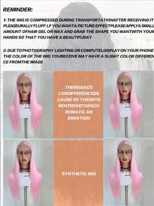 websterwigs 13x4 Pink Natural Straight Synthetic Lace Front Wig, High Quality Heat Resistant Fiber, Pre-Plucked, Glueless, Full Wig Set For Women, Halloween - Multicolor - View 12