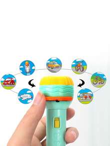 Kids Projection Flashlight | Cartoon Animal Story Projection Flashlight | Suitable For Early Childhood Education Toys (Flashlight, Projector Random Color) - Multicolor - View 7