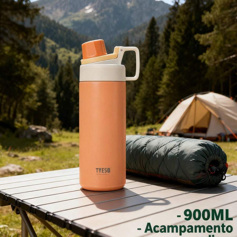 TYESO 900ML (30OZ) Vacuum Insulated Water Bottle With Carrying Handle, Iridescent Colors. Stainless Steel Coffee Cup With Straw, Thermal Bottle, Thermal Cup, 100% Leak-Proof, Keeps Temperature For 24 Hours For Hot/Cold Drinks Or 10 Hours For Hot Drinks. Suitable For Water, Iced Tea, Coffee, Smoothies And Other Beverages. An Ideal Choice For Festive Or Birthday Gifts. - 橘子 - 查看 1