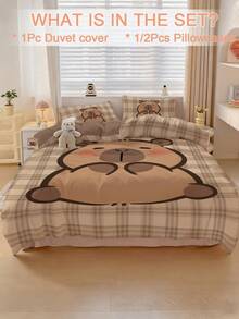 2/3pcs Bedding Set, Cute Capybara Pattern Duvet Cover Set, Soft & Breathable, Suitable For All Seasons, Christmas Decor & Gift, Available In Twin, Full, Queen, King Size, Simple Home Textile, Machine Washable, Autumn Decor, 1 Duvet Cover + 1/2 Pillow Sham (Filler Not Included) - Rust Brown - View 2