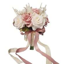باقات زفاف بوهيمية للعروس والوصيفات، زهور الورد الاصطناعية باللون الوردي الشمبانيا لديكور حفل الزفاف، باقات العروس، ترتيبات زهور الزفاف، ديكورات المنزل والطاولات المركزية، زهور الورد الاصطناعية للرمي في حفل الزفاف المدني، اكسسوارات عيد الحب - وردي - مشاهدة 11