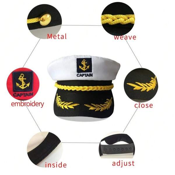 Adult Yacht Sailor Captain Hat Adjustable Men's And Women's Party Hat Makeup Ball Dressing Event Excellent Stylish Accessories