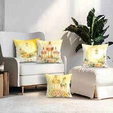 4pcs Ramadan Floral Lantern Pattern Pillow Covers, Single-Sided Printed Cushion Covers, Suitable For Living Room, Bedroom, Home Decor, All Season - Multicolor - View 9