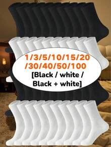 100/50/40/30/20/15/10/5/3/1 Pairs Classic Black & White Unisex Mid-Calf Sports Leg Warmers, Comfortable Casual Leg Warmers For Daily Life, Outdoor Sports, Suitable For Men & Women, Soft Winter Leg Warmers Gift Set For Mom, Dad, Lover, Warm For Cold Weather, Suitable For All Year Round Use - A - View 17