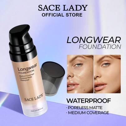  SACE LADY 哑光液体粉底液，持久无瑕，中等遮瑕，打造无毛孔妆容，15毫升/0.50液体盎司
