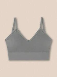 4件套女士无缝条纹吊带背心式无钢圈文胸，性感舒适加厚内衣