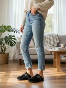 Mules femme à design moelleux et décontracté - Noir - Voir 2