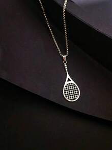 时尚不锈钢网球拍吊坠项链，男女皆宜，可作圣诞礼物、新年礼物、生日礼物、朋友礼物或节日礼物。