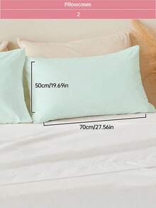 HONEY MOON 2pcs Soft & Breathable Solid Color Pillowcase, Envelope Closure, Wrinkle Resistant, No Filling - Fits T/F/Q/K Size Home & Dorm, OEKO-TEX Certified, Light Green - Light Green - View 14