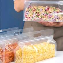 Premium Eight-Side Seal Transparent Stand-Up Bags With Handle - 100 Count Thickened Airtight Food Storage Bags For Tea, Coffee, Snacks & Kitchen Organization - 白色 - 查看 8