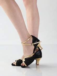 女士舞蹈鞋，蕾丝亮片芭蕾舞鞋，舞蹈鞋，现代舞鞋，适合各种舞蹈风格的女士舞蹈鞋 - 黑色 - 查看 5