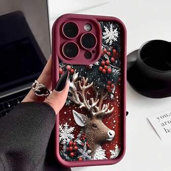 1ชิ้น เคสโทรศัพท์ สไตล์คริสต์มาสใหม่, เคสป้องกันโทรศัพท์ปีใหม่, เข้ากันได้กับ iPhone 15 Pro Max, 14 Plus, 13 Pro Max, 12, 11, 7G, 7P, IX, XR, XS Max, 17 Pro, Air พร้อมการยื่นออกมาของเลนส์และการป้องกันการตก