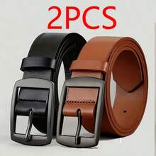 2 Stück Schwarz/Khaki K-Farbiger rechteckiger doppelseitiger breiter Gürtel Set für Herbst, Herbst, Halloween Herbst-Winter Accessoires, geeignet für Teenager, Jugendliche, Männer, Lässig, Outdoor, Sport, Urlaub, Abschlussgeschenke, Geburtstag, Alltagskleidung