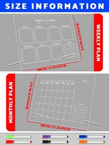 1pc Acrylic 2-Hole Desktop Memo Board (Includes 6 Whiteboard Markers), Erasable Office Memo Board, Minimalist Home Message Board, Work Week Planner, Transparent Display Board