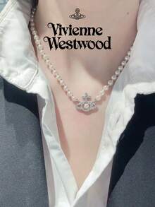 Vivienne Westwood Olympia Pearl Necklace - Silver - View 7