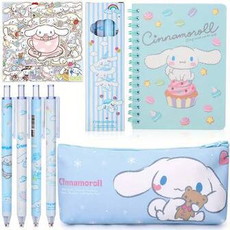 Sanrio Cinnamon Dog Pencil Case, Stationery Set Including Pencil Case, Notebook, 4 Pens And Stickers, Perfect Gift For Holidays