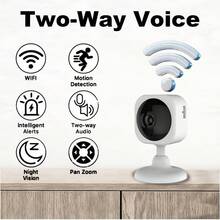 Camera an ninh trong nhà HD 4MP, Camera an ninh không dây 2,4 GHz, Tự động theo dõi, Âm thanh hai chiều, Tầm nhìn ban đêm màu, Phát hiện chuyển động, Cấp nguồn qua USB, Có loa, Có thể kết nối qua điện thoại di động, Hỗ trợ lưu trữ đám mây và thẻ SD (Bán riêng), Truy cập từ xa, Ghi vòng lặp, Thích hợp để giám sát nhà và ghi hình thông minh cho thú cưng trong nhà. - Xem 8
