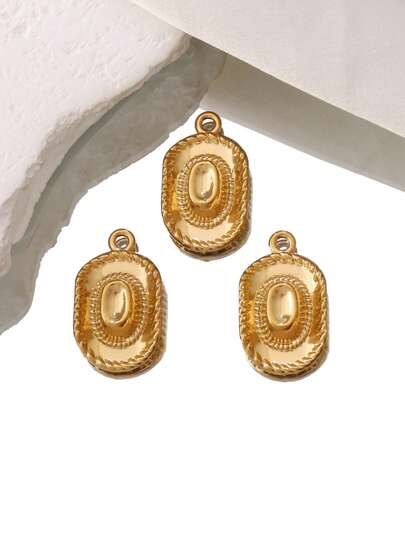 3pcs Stainless Steel Western Cowboy Hat Pendant, Suitable For DIY Jewelry Making, Bracelet, Necklace Accessories