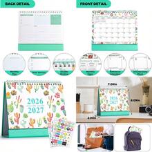 Ml Desk Calendar 2026-2027, Foldable Calendar With Stickers, 18 Months From January 2026 To June 2027, Compact And Practical For Home Office, Green, Jan. 2026-Jun. 2027, 10101 - 如圖 - 查看 1