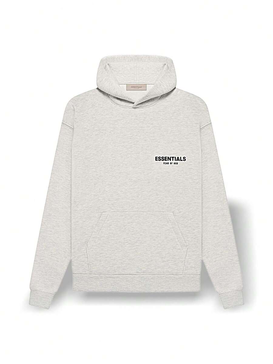 Essentials Unisex Hoodie Sweat Absorption Breathable Warmth Versatile Solid Easy To Wash Quick Dry Outdoor Daily School Unisex Dark Oatmeal 192BT212112F - Beige - View 1