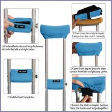 Almohadillas Universales de Terciopelo para Muletas y Fundas Antideslizantes para Mangos Accesorios de Almohadillado de Confort Premium para Muletas - AzulElctrico - Ver 3