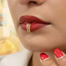 1pc Fashionable Versatile Minimalist Metal Wire Lip Ring - Multicolor - View 5