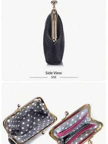 1 Pcs Genuine Leather Double Layer Coin Purse Mini Wallet With Frame Closure Premium Cowhide Compact Money Organizer Special Occasions Party Wedding Gift Holiday Celebration Christmas Valentine's Day Anniversary Birthday Mother's Day Graduation Halloween Present For Her Best Friend Girlfriend Wife Daughter Sister Mom Female Loved Ones Everyday Essential Fashionable Versatile Timeless Classic Gift Idea For Women. - 黑色 - 查看 6