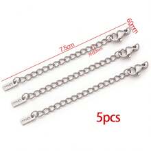 5pcs 304 Stainless Steel Extension Chain Sets End Chains Extension Tails With Clasps Lobster Clasps For Necklace Bracelet Anklet DIY Jewelry Making - Multicolor - View 18
