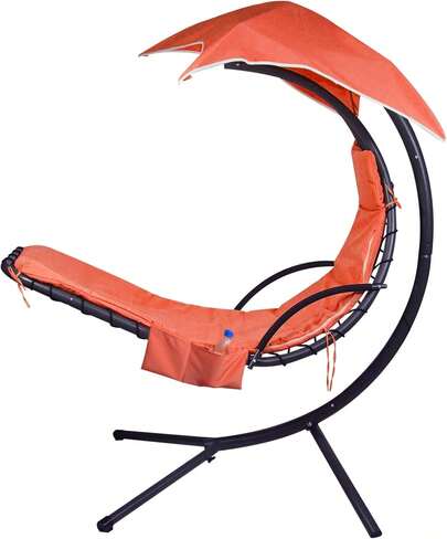 Outdoor Hanging Lounge Chair Replacement Cushion Cover And Umbrella Fabric, Made Patio Curved Chaise Hammock Floating Swing Chair Pads, Waterproof Soft Fabric (Cushion Not Included), Blue