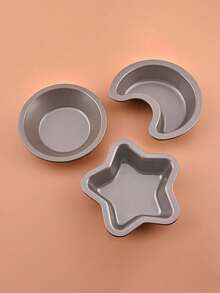1pc Star & Moon Shaped Baking Mold, Carbon Steel Material, Holiday Theme For Making Delicious Cakes, Mousses, Cupcakes, Non-Stick Bread Baking Pan - Multicolor - View 1