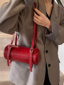 1pc Women's Retro Red Round Handbag, High-End Niche Cross-Body Bag, Bridal Purse, Wedding Bag, Valentine's Day Gift - 紅色 - 查看 2