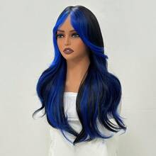 TendenciaPeluca Rizada Larga Con Mechas Azul Marino/negras Y FlecoCalidad premium - 1 - Ver 6
