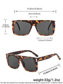 1 PC Women's Large Square Fashion Glasses Oversize TR90 Frame Tinted Lens Fake Glasses For Outdoor Activities And Daily Clothing Decor - Multicolor - View 7