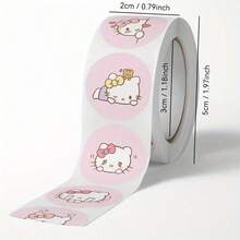 Rolo com 500 adesivos Sanrio Hello Kitty - Adesivos coloridos para scrapbooking, lembrancinhas de festa e artesanato - Acabamento fosco, Material de escritório, Material escolar, Adesivos, Itens Hello Kitty, Decoração de quarto, Rolo de adesivos reutilizável para uso doméstico, no escritório e comercial. - Multicolorido - Ver 8