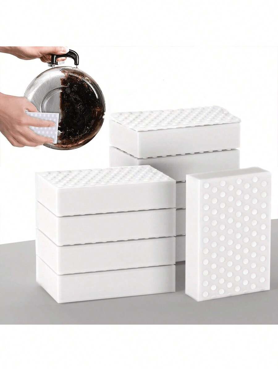 1/10pcs Magic Cleaning Sponge, 2X Density Melamine Foam Cleaning Pad, Scratch-Free Cleaning Sponge, Suitable For Household Cleaning Of Bathroom, Kitchen, Utensils, Furniture, Floors, Walls, Ideal For Household, Bathroom, Kitchen Supplies, Holiday & Mother's Day Gifts